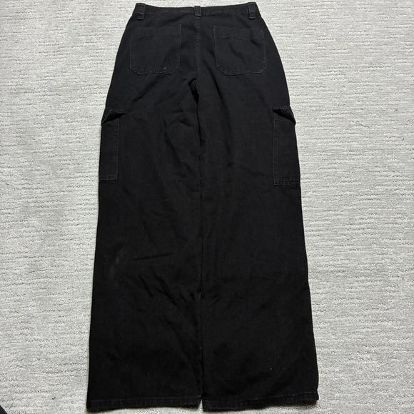 Women's y2k 2000s black baggy cargo denim stacked loose fit super baggy jeans - Picture 2 of 4